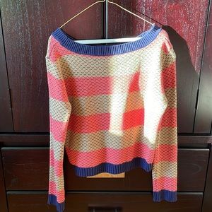 Off-the-shoulder striped sweater